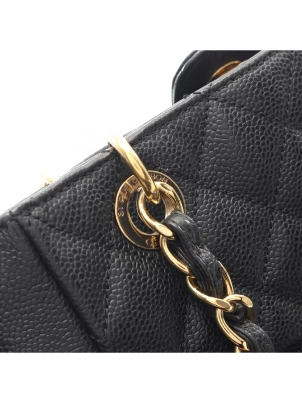 ★SOLD★ Chanel Tote Quilted Petite Shopping PST Black Leather Chainto - Picture 8 of 8